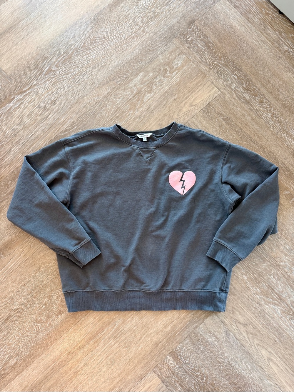 Wildfox Women’s Gray I Wish It Was Saturday Crew Neck Pullover Sweatshirt M